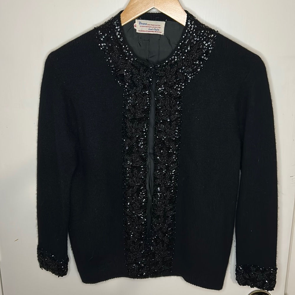 Vintage Deans for Lord & Taylor beaded black sweater